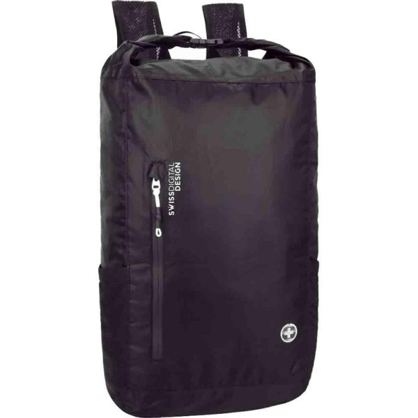 Swissdigital SD1594-01 Goose Lightweight Water Resistant Foldable Backpack, Black Online Hot Sale